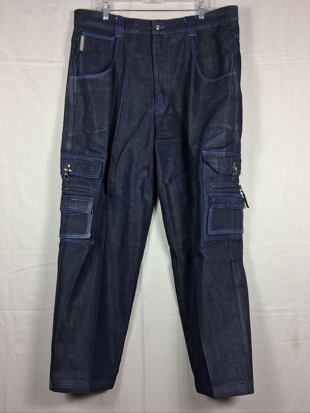 Vintage Trust Jeans Men's Size 40x34 Raw Blue Dark Wash Zip Pockets 90's Y2K